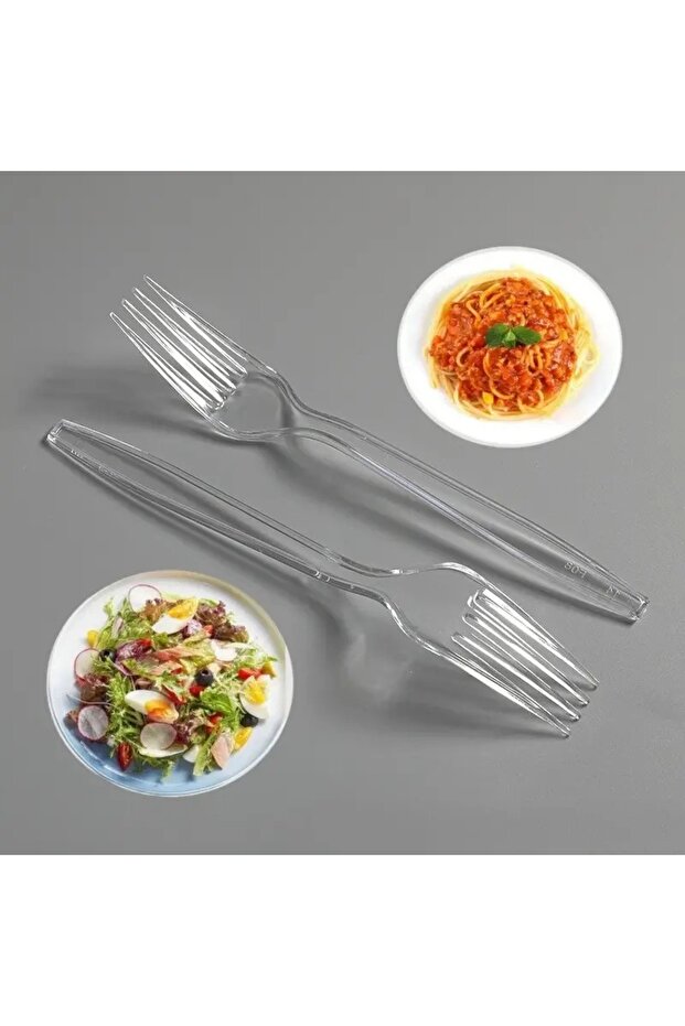 100Pcs Luxury Fork Disposable Plastic Fork Disposable Hard Plastic Hot-Cold Use