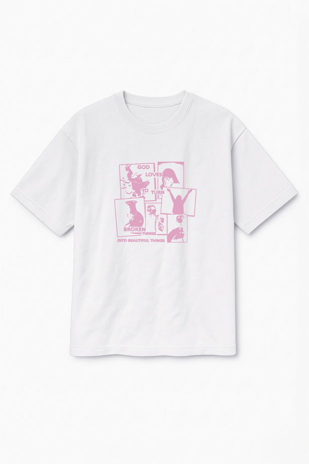 Oversize White Unisex Printed T-Shirt T-Shirt
