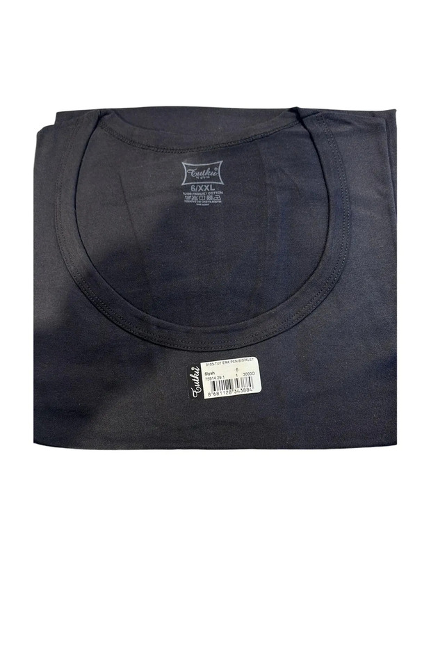 Men's Black Combed Cotton Crew Neck Undershirt 6-Piece