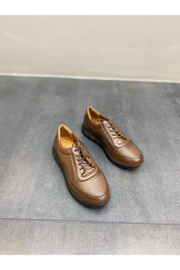 Mink Leather Lace-Up Women's Casual Shoes