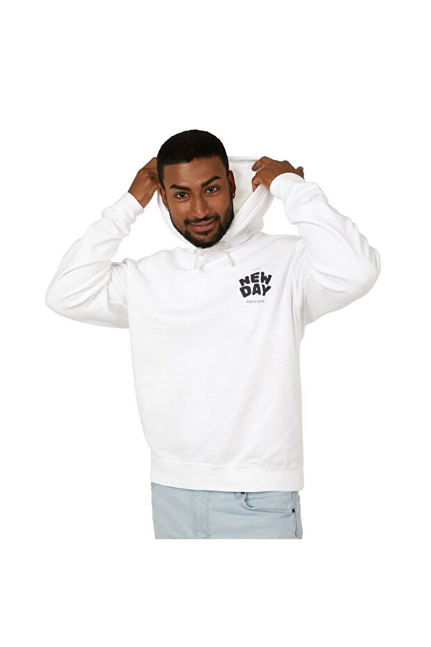 White Hooded Oversize Unisex Sweatshirt Hoodie
