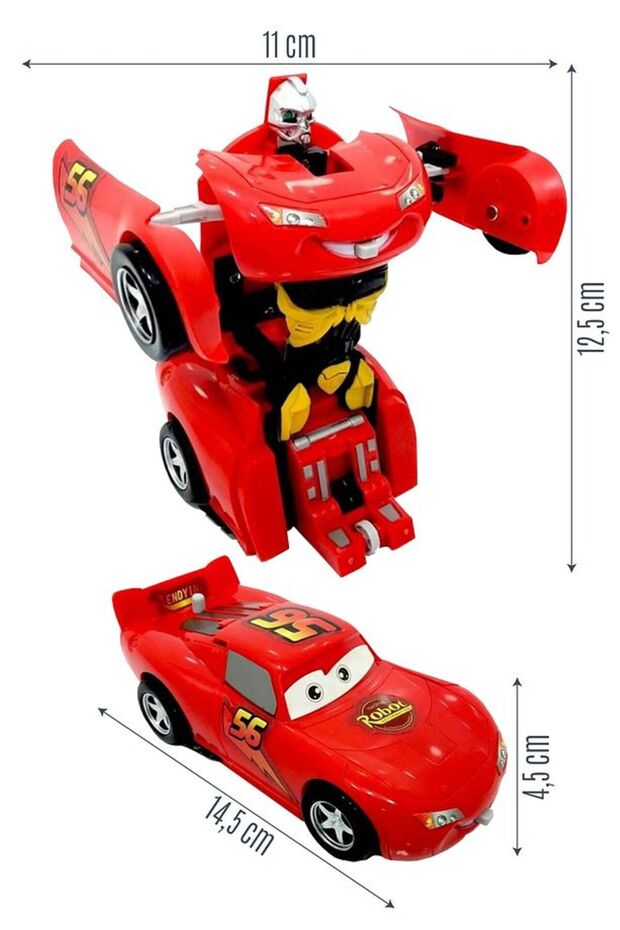Lightning Mcqueen Car Transforming Robot Transformers Pull Drop - 3
