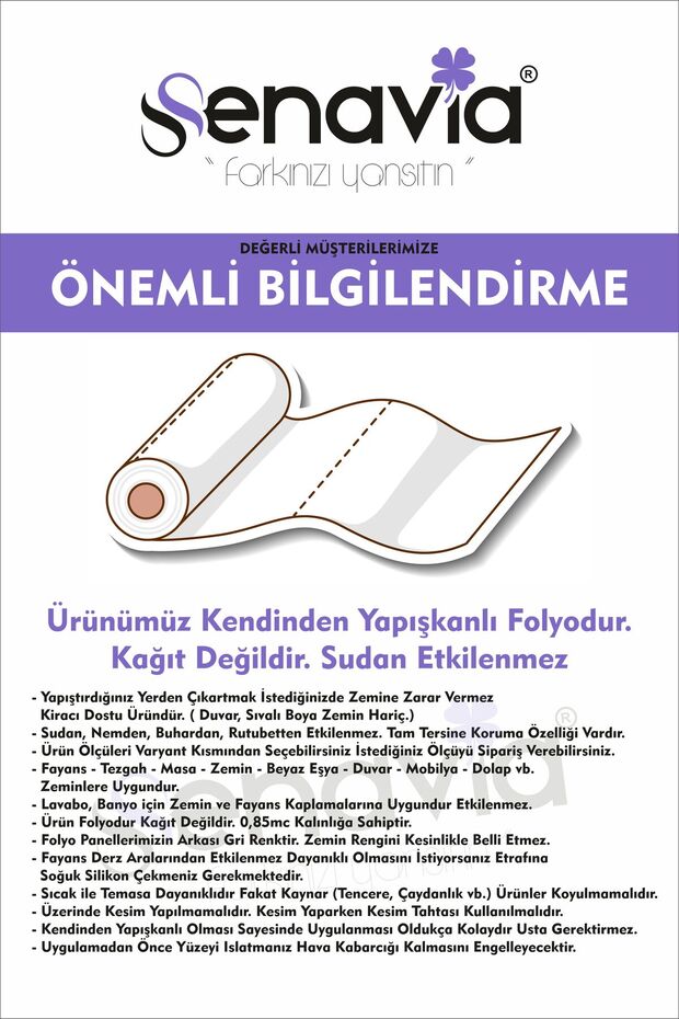 Düz Renkler Mobilya Masa Fayans Zemin Dolap Mutfak Kaplama Kendinden Yapışkanlı Folyo 122 x 100cm - 3