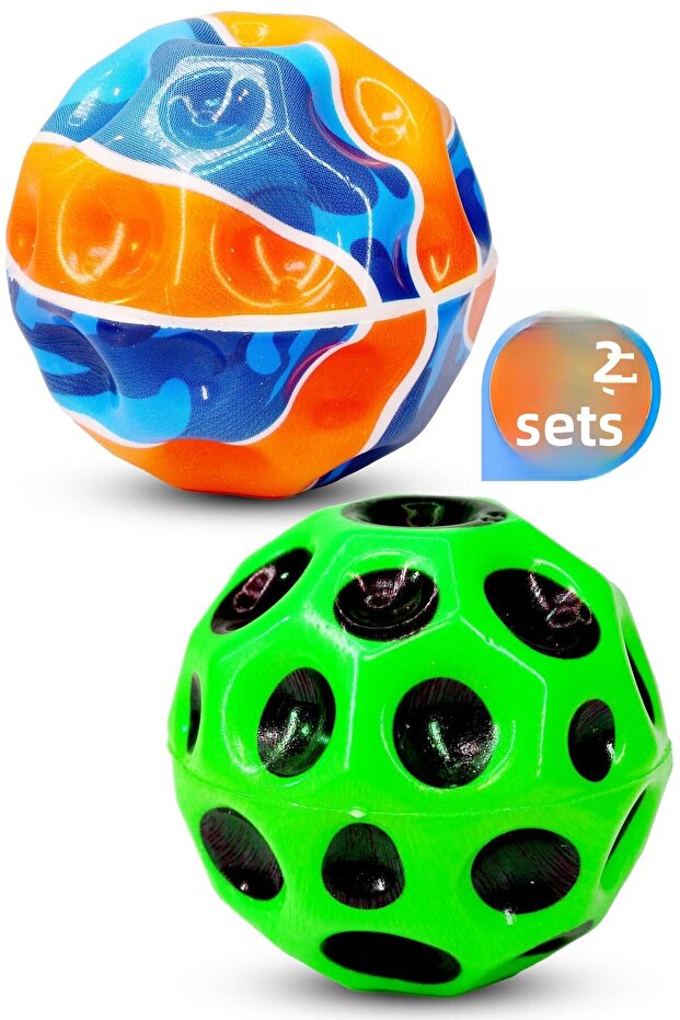 2 Pack High Bouncing Ball Galaxyball Galaxy Space Moon Ball Extreme Bouncing Garden Toy Crater Basket