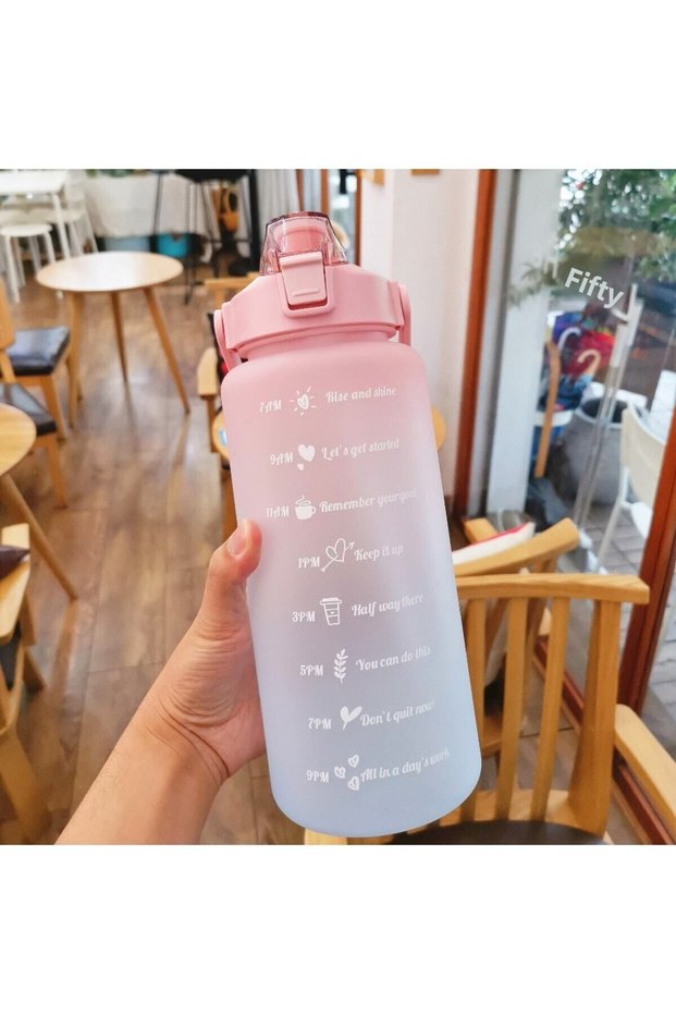 Pink Motivational Water Bottle Water Bottle Water Bottle 2l Tritan Gym Water Bottle Bpa Free Water Bottle