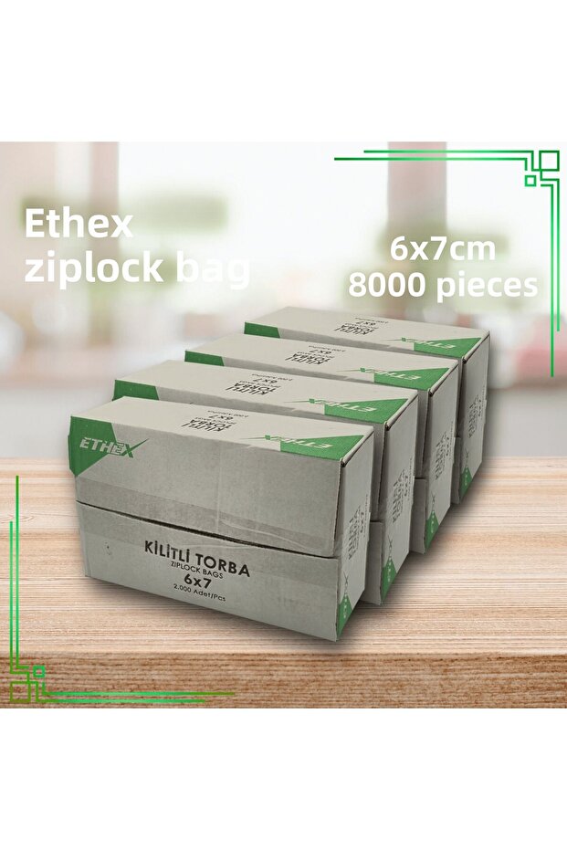 كيس زيبلوك مخطط باللون الأحمر مقاس 6 × 7 سم 8000 قطعة (4 صناديق) - متوافق مع الطعام، متين ومريح