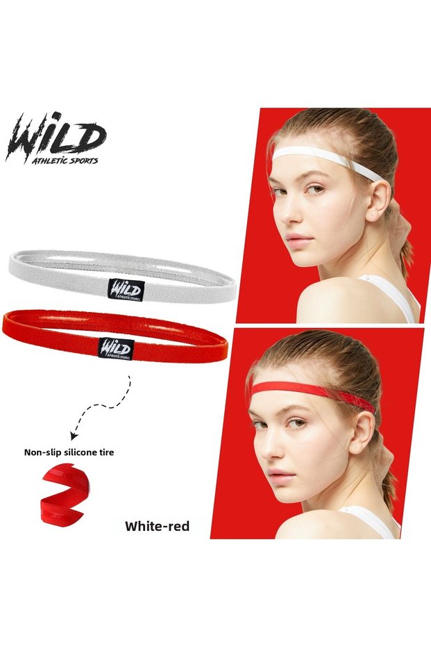 Anti-Slip Silicone Elastic Sports Football Hair Band Barrette White Red Double Wildflex