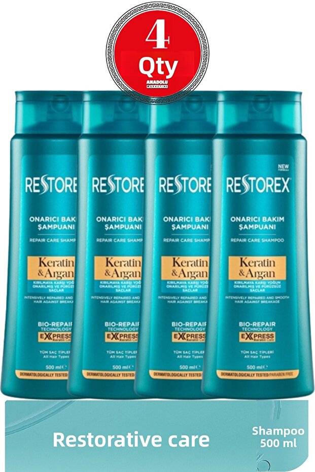 500 Ml Keratin & Argan Shampoo - 4 Pieces - 1
