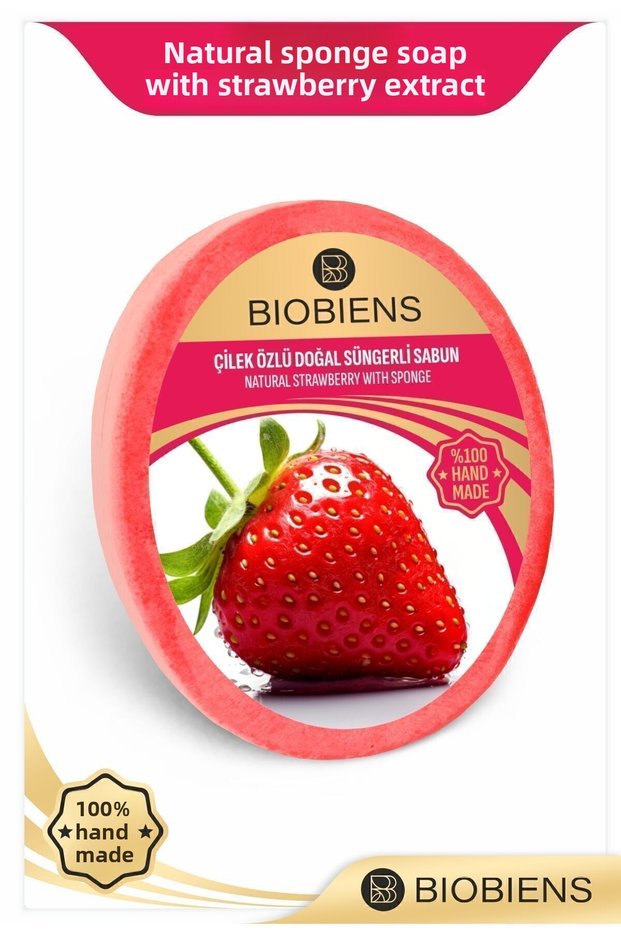 Strawberry Extract Shower and Natural Sponge Soap Special for Skin