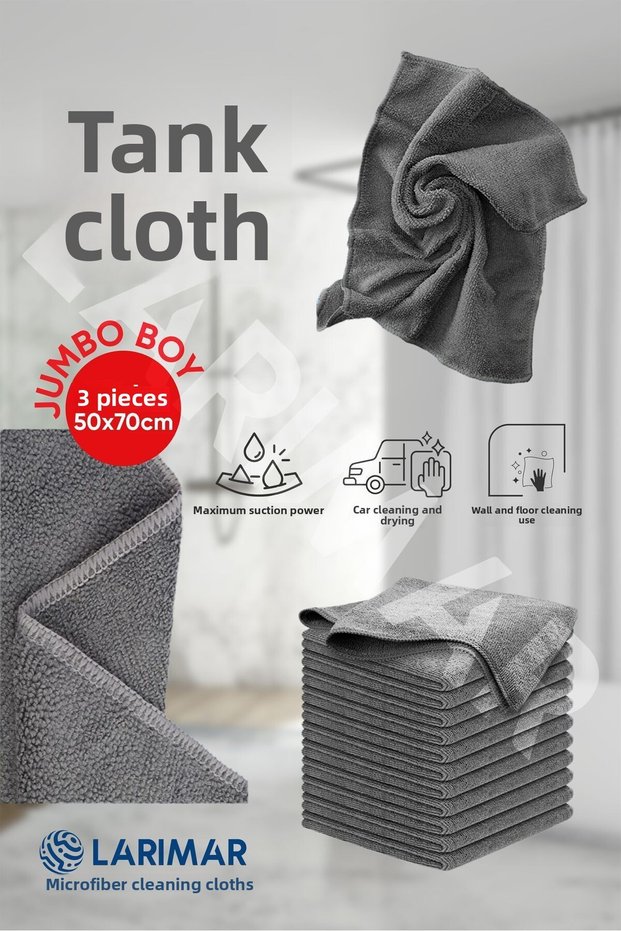 3 Pieces Microfiber Super Absorbent Car Drying Wall and Floor Wiping General Cleaning Cloth 50*70cm Jumbo Size