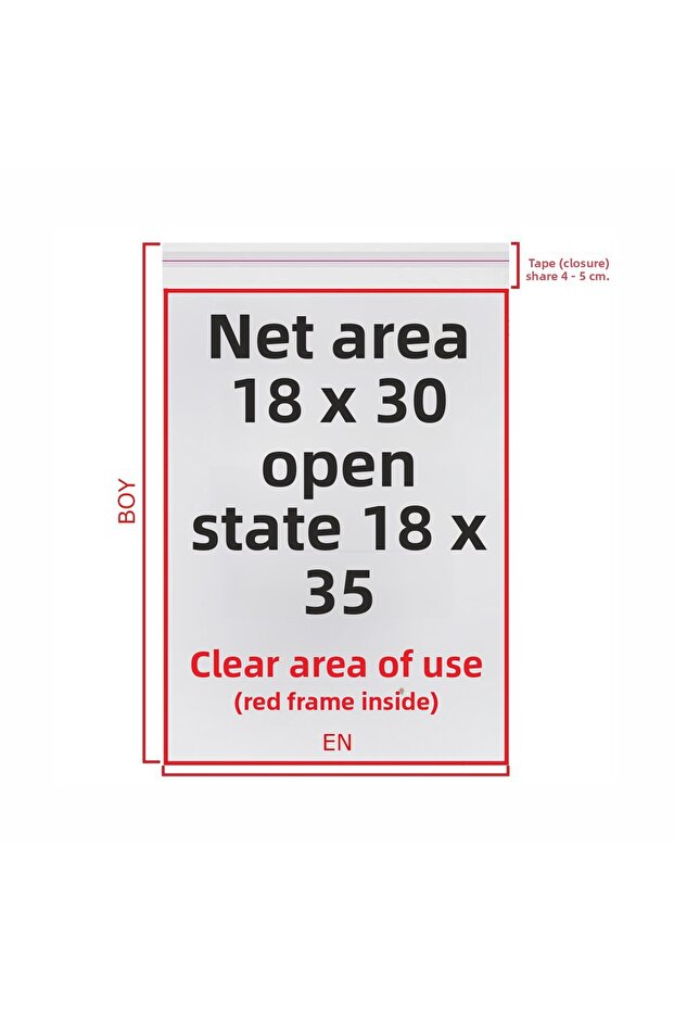 18x30 5 cm(18*35) 100 Pieces - Adhesive Gelatin Bag with Transparent Tape