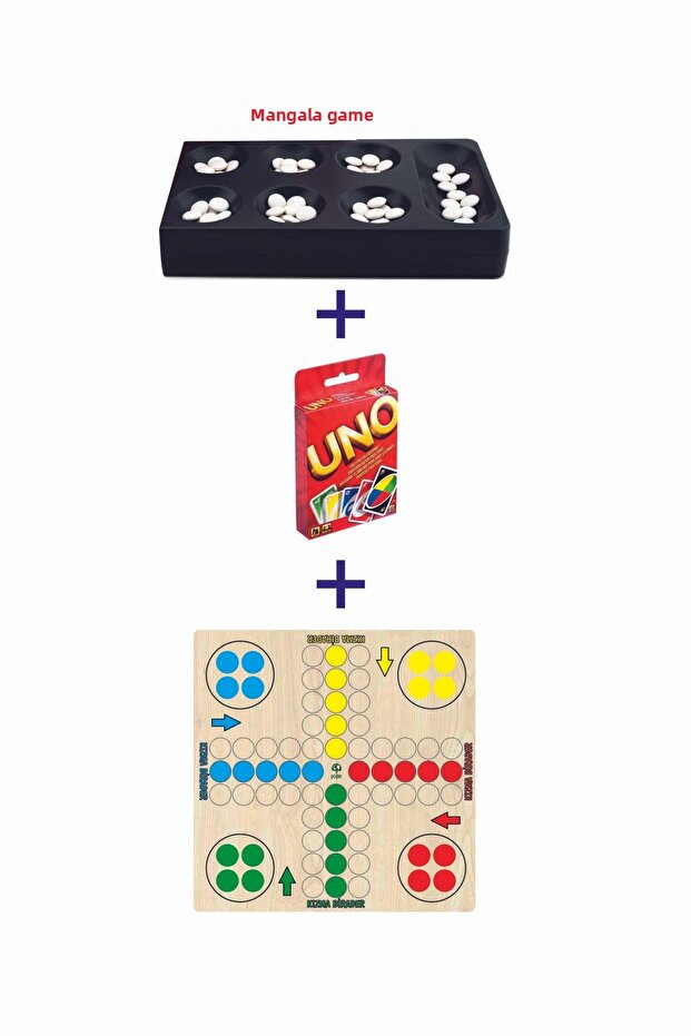 Game set of mangala, uno cards and girlmabirader 3 pieces