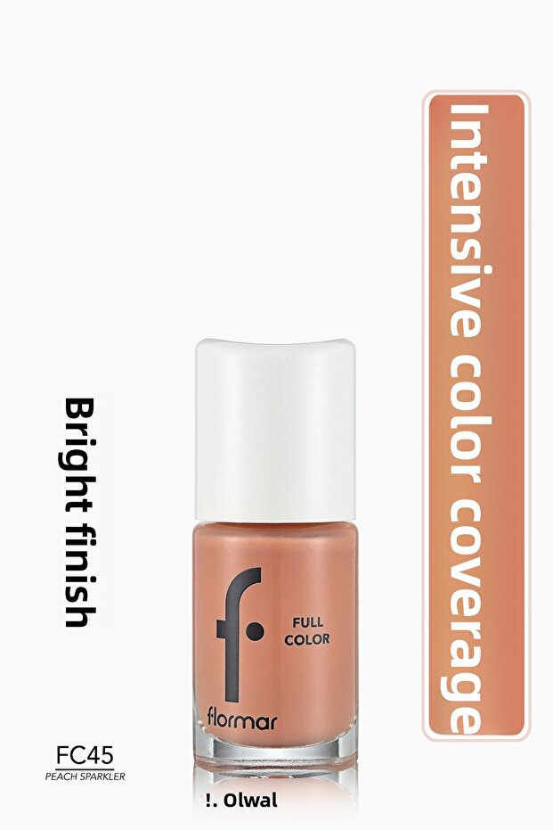 Shiny Intense Pigmented Nail Polish - Full Color Nail Enamel - Fc45 Peach Sparkler