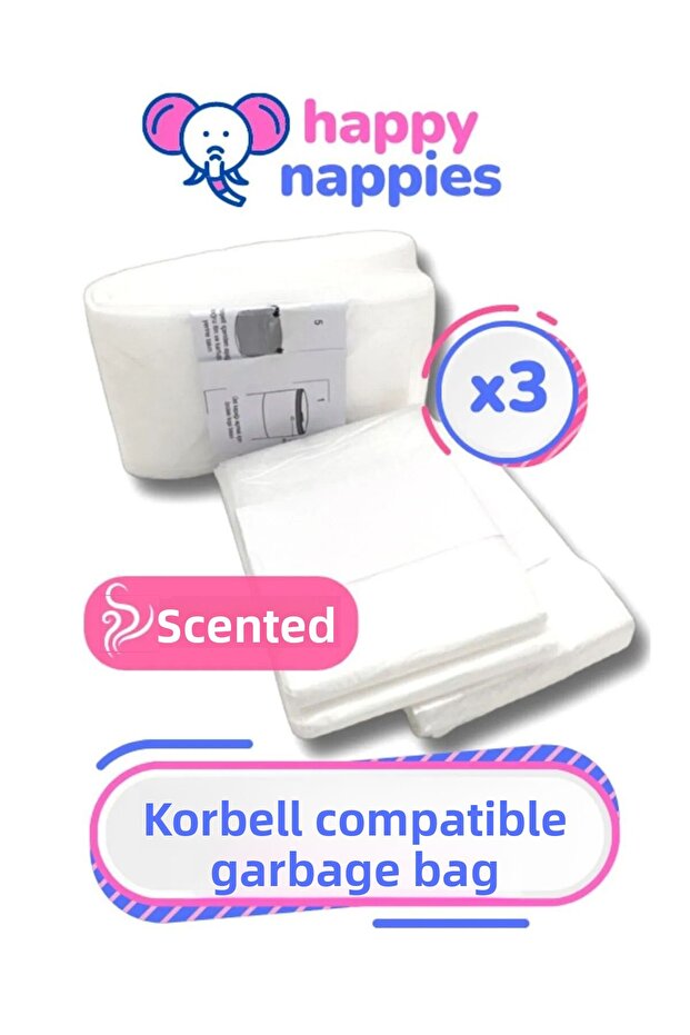 16l Compatible Domestic Garbage Bag - 3 Pack - 1500 Baby Diapers Capacity