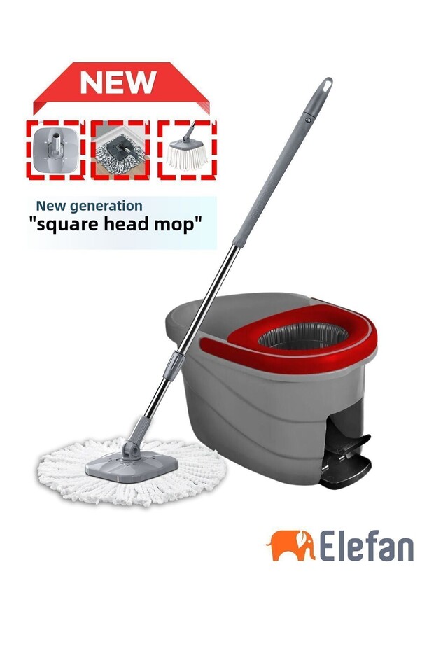 Apollo Pedal Mop Set - New Generation, Square Swivel Head, 1 Piece, 21 Liter Grey/Red - 1