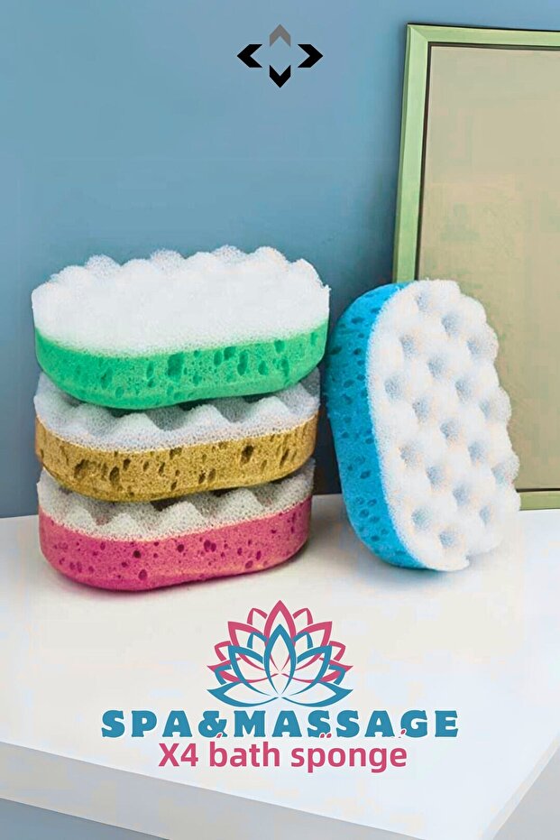 Spa & Massage Shower Bath Sponge 4 Pieces Body Sponge Sensitive Skin Sponge Leather Cleaner Sponge Scrubber