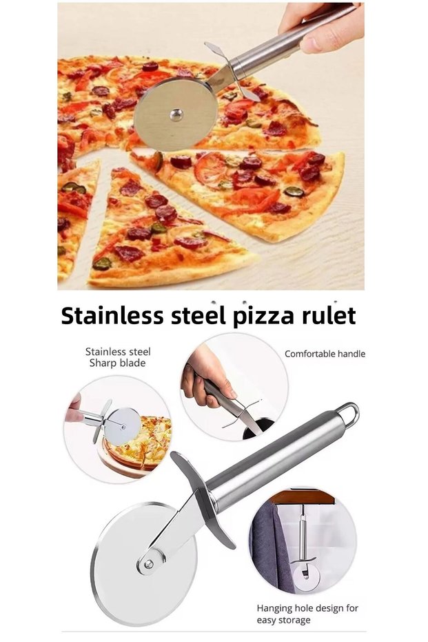 Practical Pizza Cutting Roulette - Steel Pizza Roulette - Pizza Cutting Apparatus -Pizza Slicer-Dough Cutter