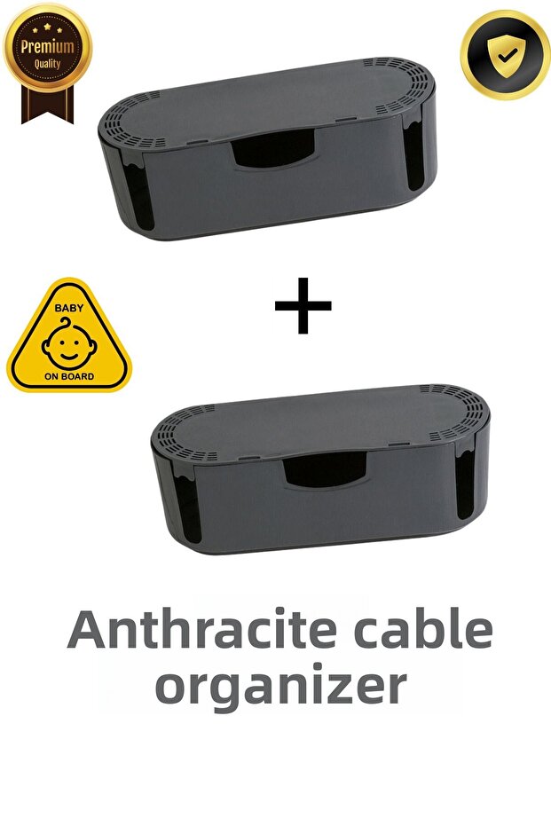 2 قطعة صندوق إخفاء الكابلات صندوق متعدد المقبس منظم الكابلات (أنثراسايت) - 1