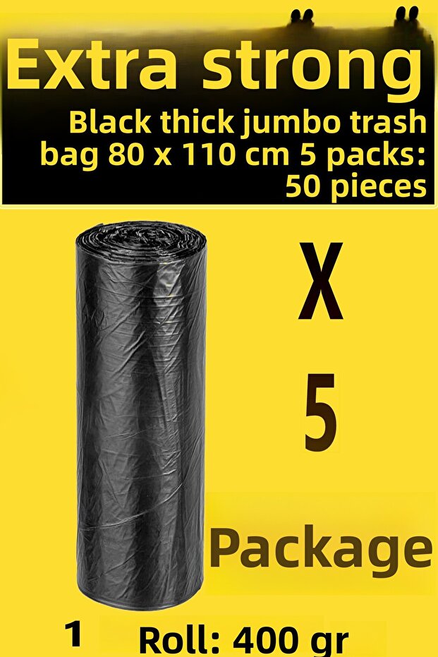 Thick Jumbo Size Garbage Bag - 80X110 Cm, Can Be Purchased in 5 Packs