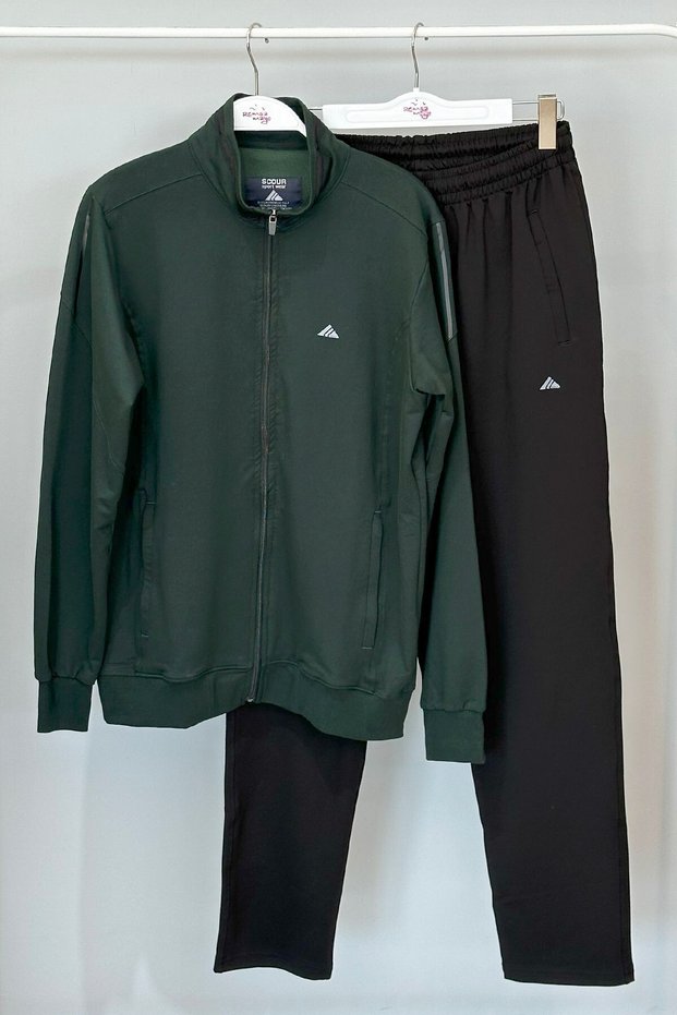 Men's Lycra Combed Cotton Tracksuit Set 3715 Green