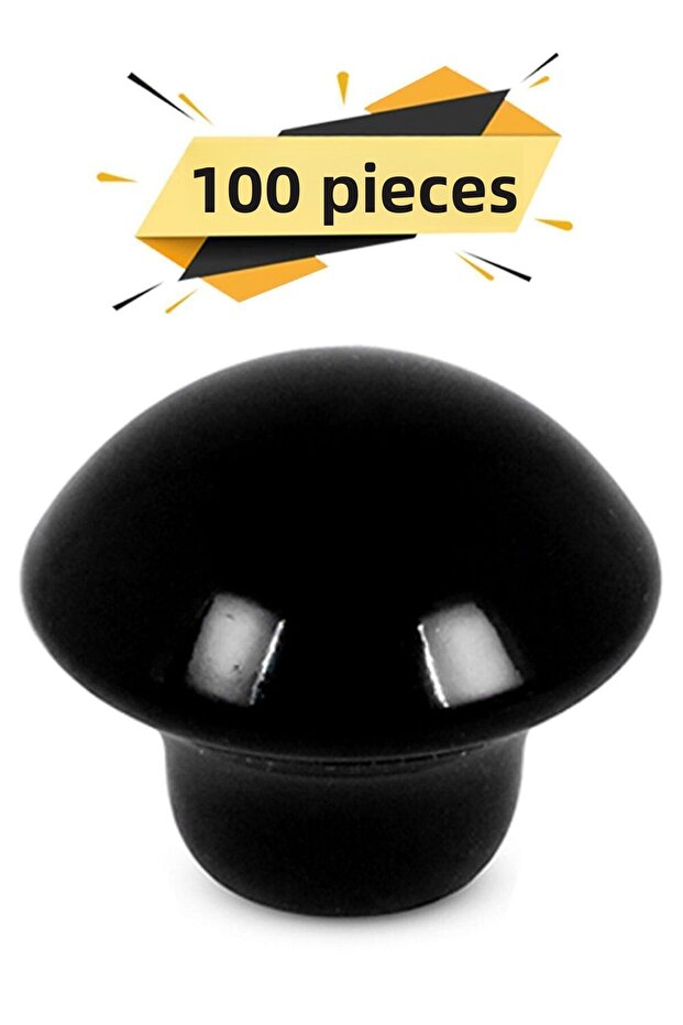100 قطعة من مقابض الخزانة ومقابض الأبواب ذات زر الفطر الأسود - 1