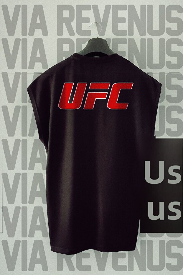 تيشيرت رياضي بأكمام طويلة من القطن بنسبة 100% مع طباعة أمامية وخلفية من UFC