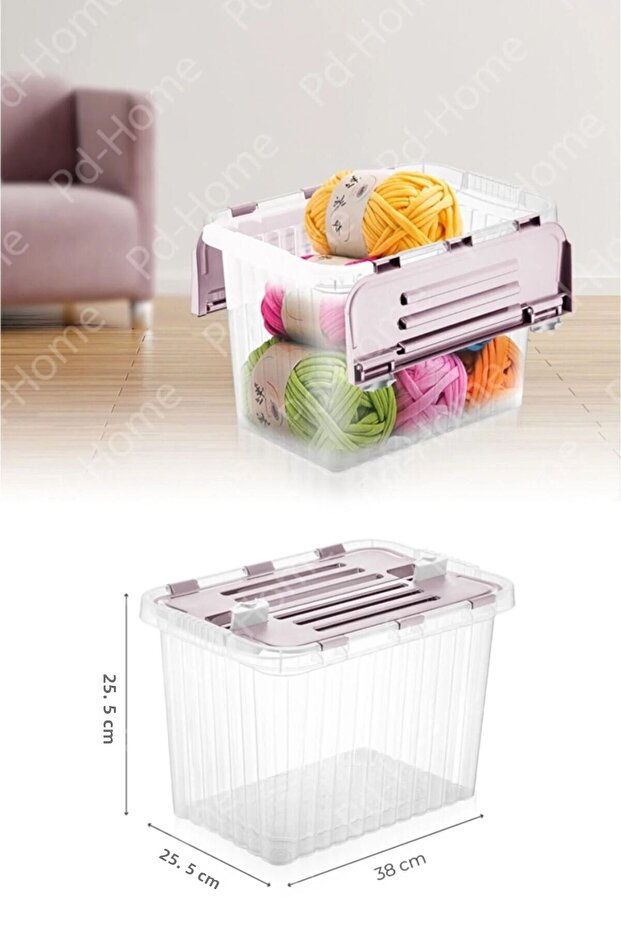 3-Piece Transparent Double Lid Lockable Box Color Gray, Beige, Anthracite - 4