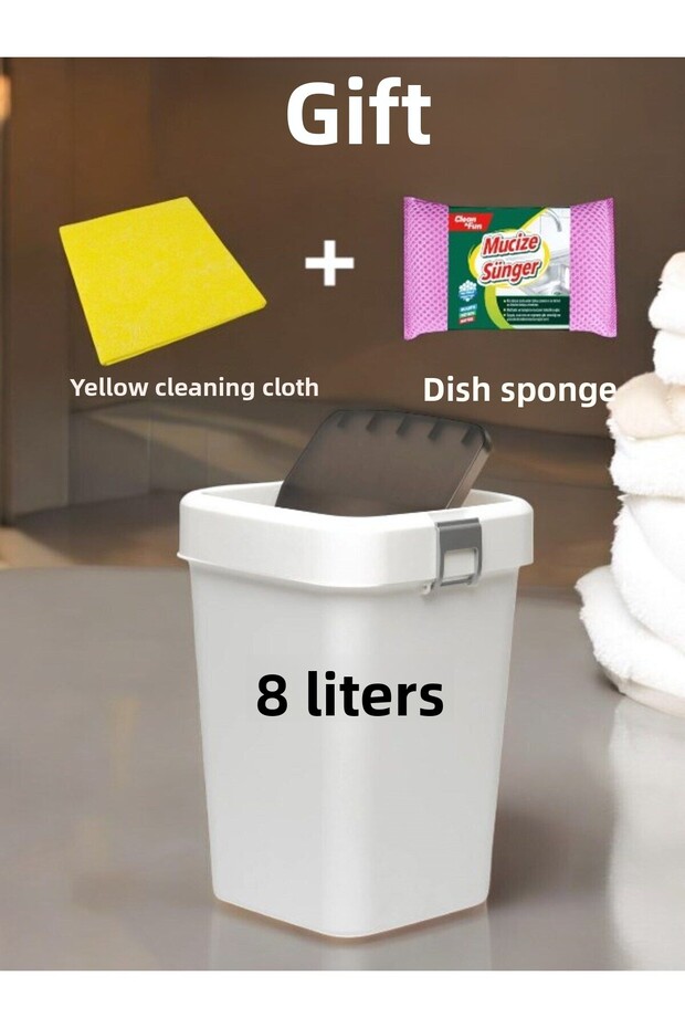 Motek Cob-410B 8 Liter Trash Can Bucket + Cleaning Set - 1