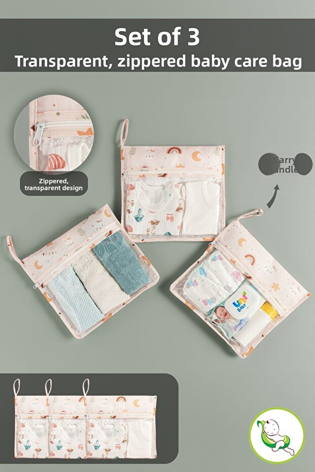 3-Piece Suitcase Organizer Set - Travel Hospital Bag Organizer with Zippered Transparent Window