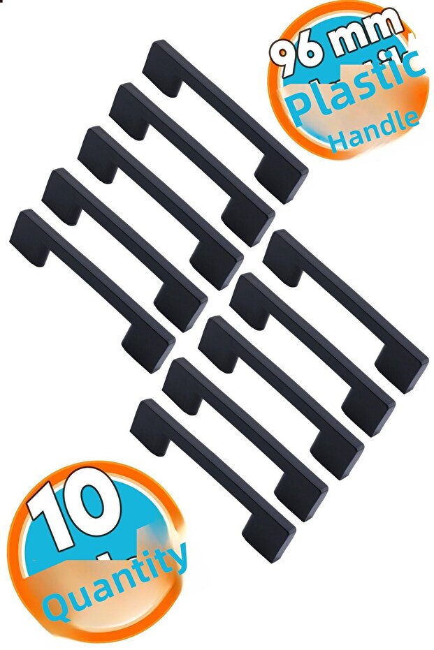 Hard Plastic Furniture - Kitchen Drawer Cabinet, Black Handle Handle, 10 Pieces 96 mm