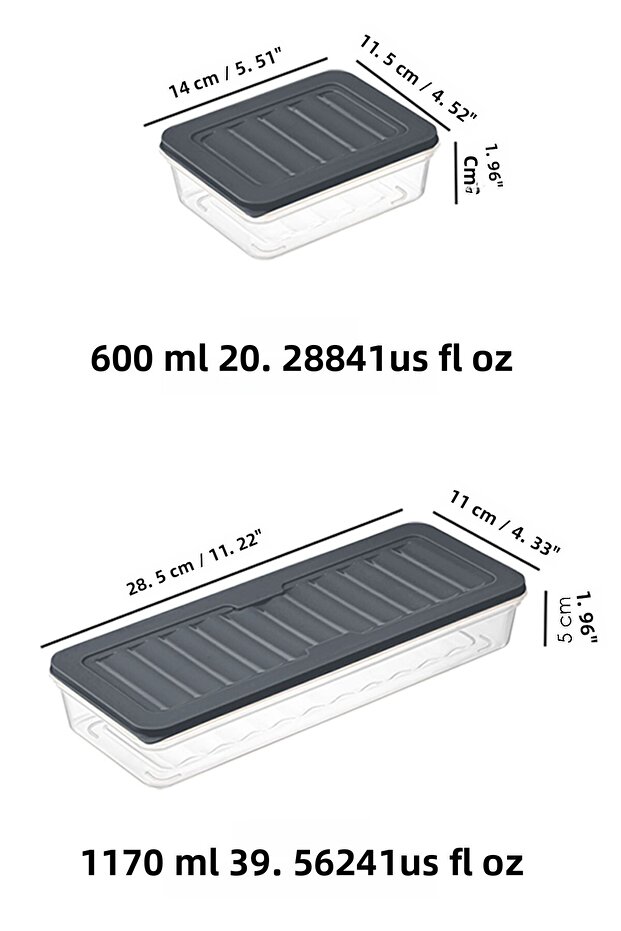 10-Piece Refrigerator Organizer Storage Container Suitable for Microwave and Freezer Anthracite 4 X 1170 ml - 6 X 600ml - 8