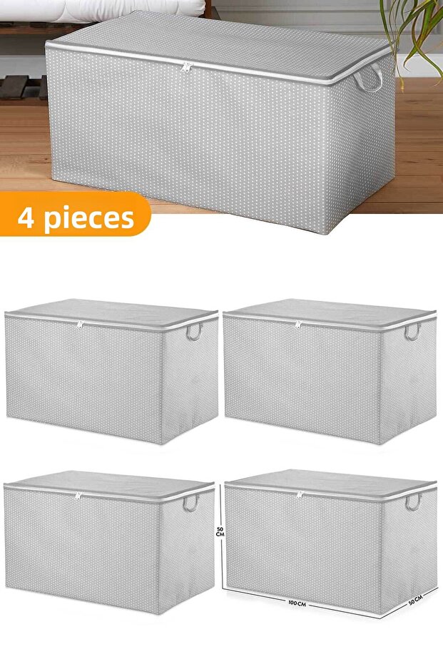 4 قطع - لحاف مرقط باللون الرمادي مقاس كبير - 100x50x50 سم