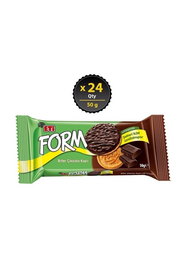 Form Bitter Chocolate Coated Fiber Biscuits 50 g X 24 Pieces