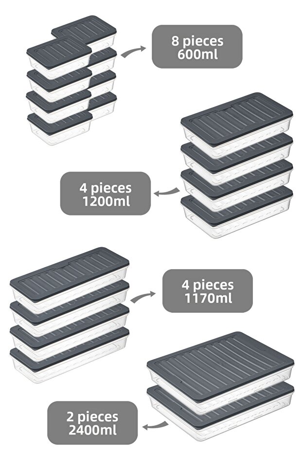 18 Piece Microwave and Freezer Compatible Storage Container Set - Anthracite - 2