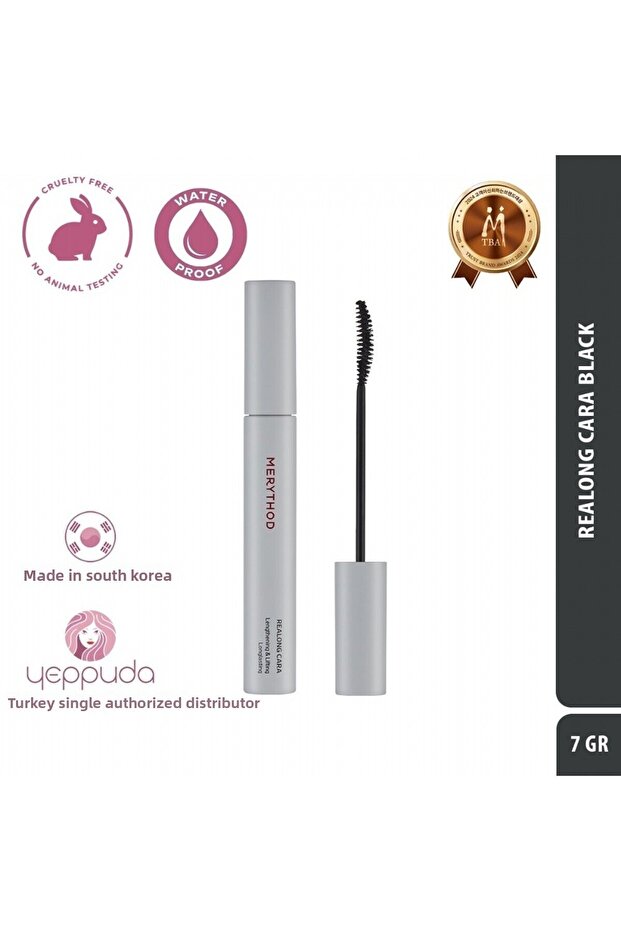 Realong Cara Black - ماسكارا سوداء مقاومة للماء مع تأثيرات تطويل وتكثيف وتجعيد الشعر