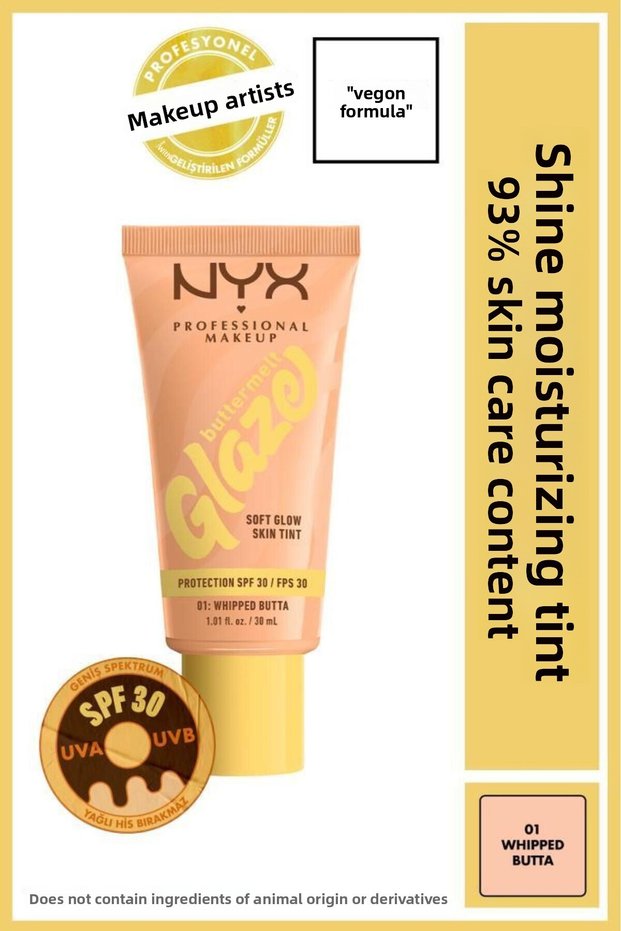 Buttermelt Glaze Soft Glow Skin Tint + SPF/FPS 30, 12h Wear, Whipped Butta