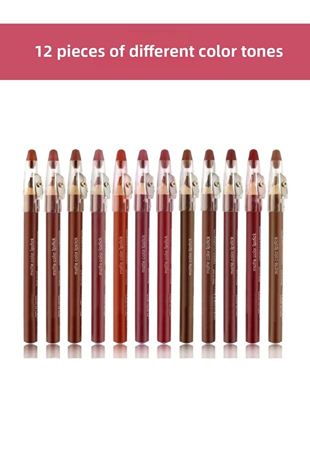 Lip Liner Thick Set of 12 Matte Color Lipstick Jumbo with Pencil Sharpener