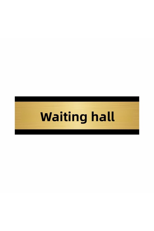 Waiting Room 7X20Cm Gold Color Metal Directional Sign