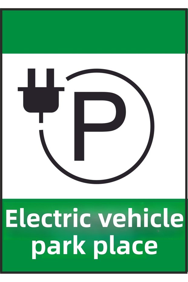 Metal Electric Vehicle Parking Warning Sign 20X30 cm (Metal with Double-Sided Tape on the Back)