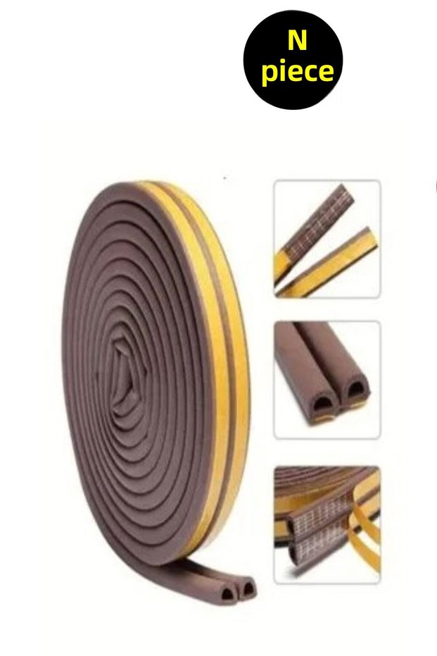 2Pcs Brown Powder Cold Wind Sound Preventer Heat Sound Insulation Door Window Isolation Tape Sponge