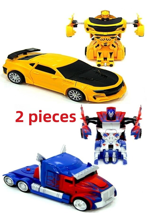 Bumblebee Transformers Optimus Prime Transformers Transforming Robot Pull and Drop Toy Car Set of Two - 1