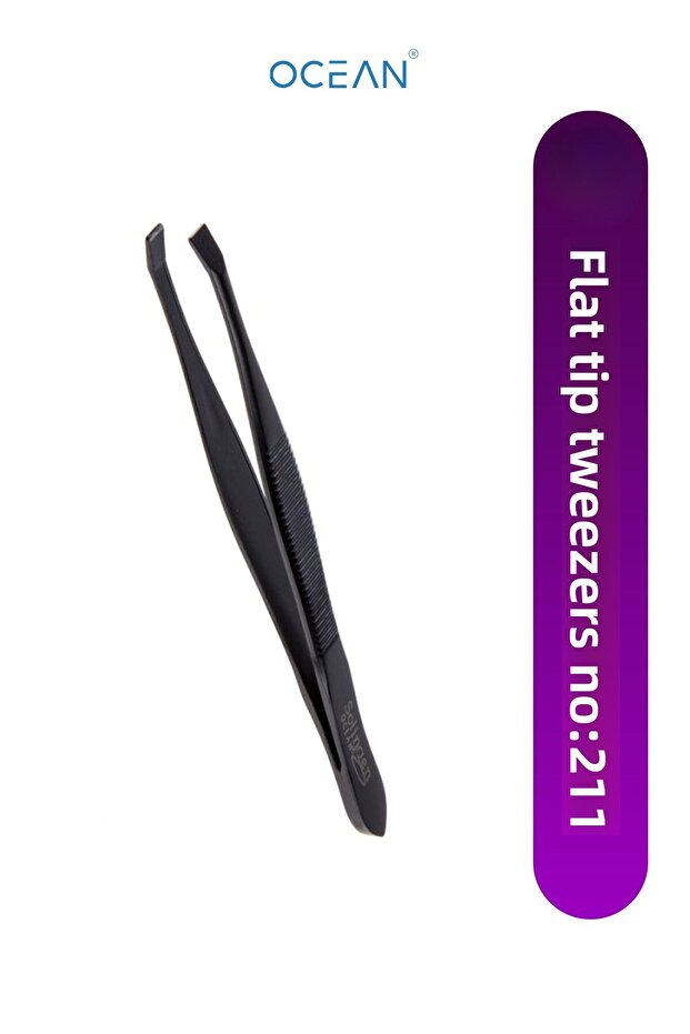 Flat Tip Tweezers, Flat Mouth Solingen Black Tweezers No:211