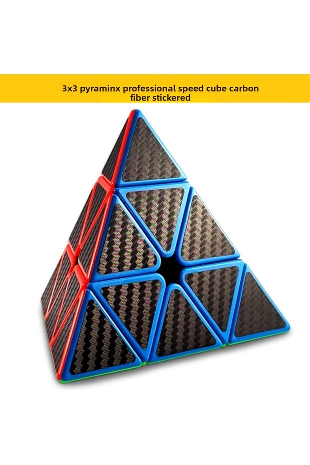 مكعب سرعة احترافي مع ملصق ألياف كربون PYRAMINX 3x3 - مكعب صابر ذكي 3X3 -