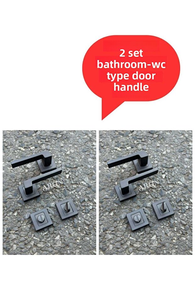 ( 2 Sets ) Sofuoğlu Anka Matte Anthracite Prism Model Handle (Bathroom-WC) Door Handle - 1