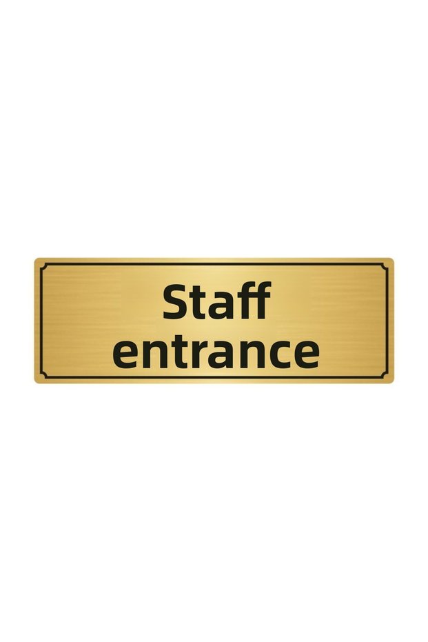 Staff Entrance Direction Sign 5Cmx20Cm Gold Color Metal