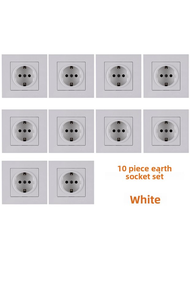 Arvia Karen Grounded Socket (White) - Set of 10 Including Frame