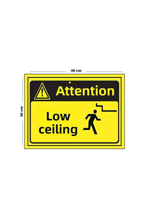 Metal Attention Low Headroom (Vertical) 30 cm X 40 cm A3 Size Warning Sign Direction Sign