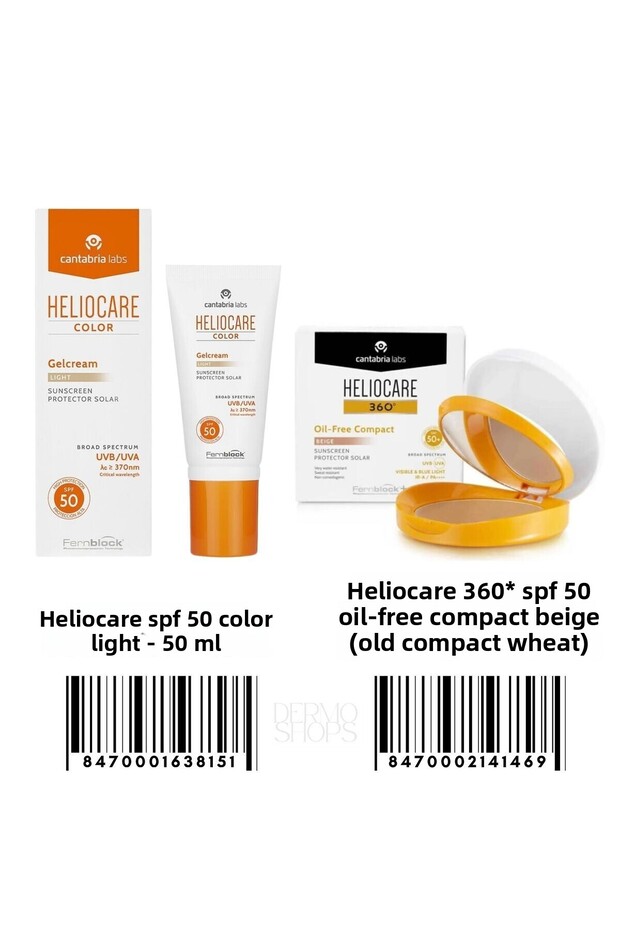 Spf 50 Oil Free Compact 10 Gr Light (New Series 360 Beige) & Color Light Spf 50 Sunscreen 50 ml