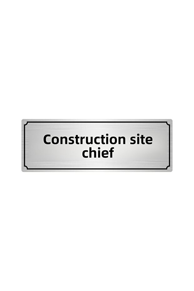 Silver Color Metal Construction Site Chief Direction Sign 10 X 20 cm