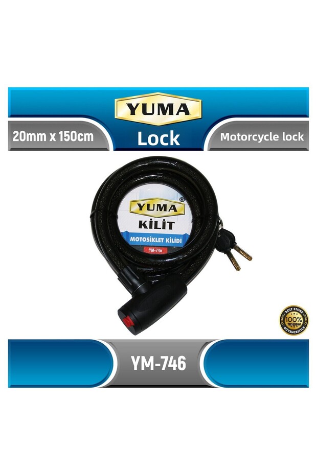 Motorcycle Lock |   20 mm X 150 cm |   Ym-746
